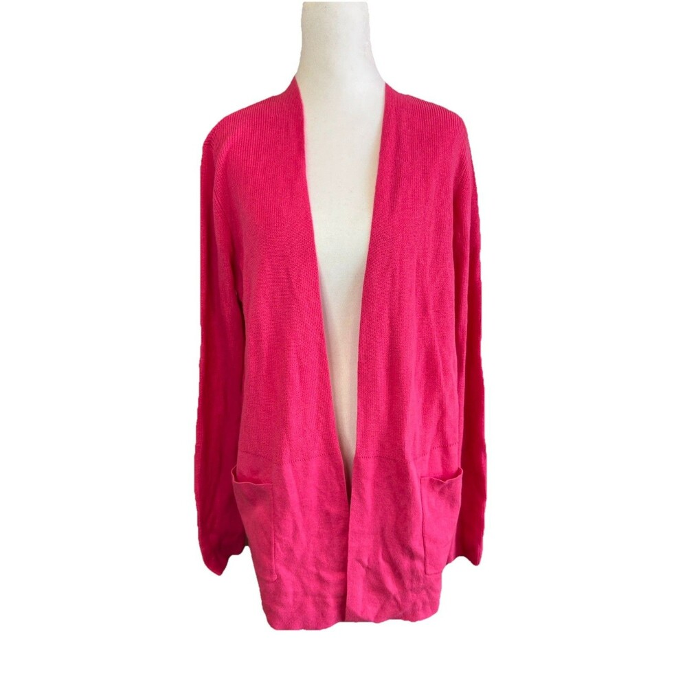 Croft & Barrow Cardigan Medium Pink Long Sleeve Classic Ribbed Open-Front Womens